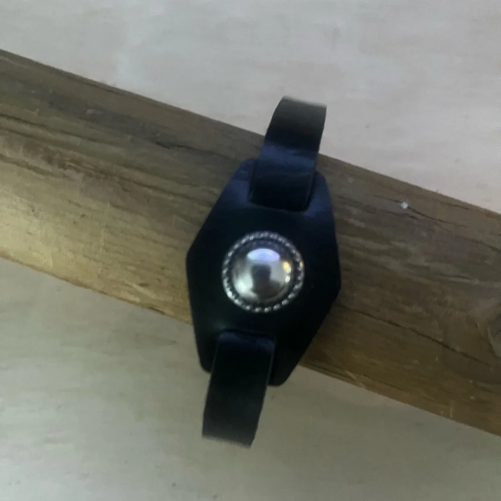 Black Leather Wearable with Silver Accent